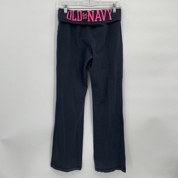 Old Navy Active Foldover Yoga Pants Gray Logo Back Flare Legs Small Petite Y2K - Picture 5 of 10